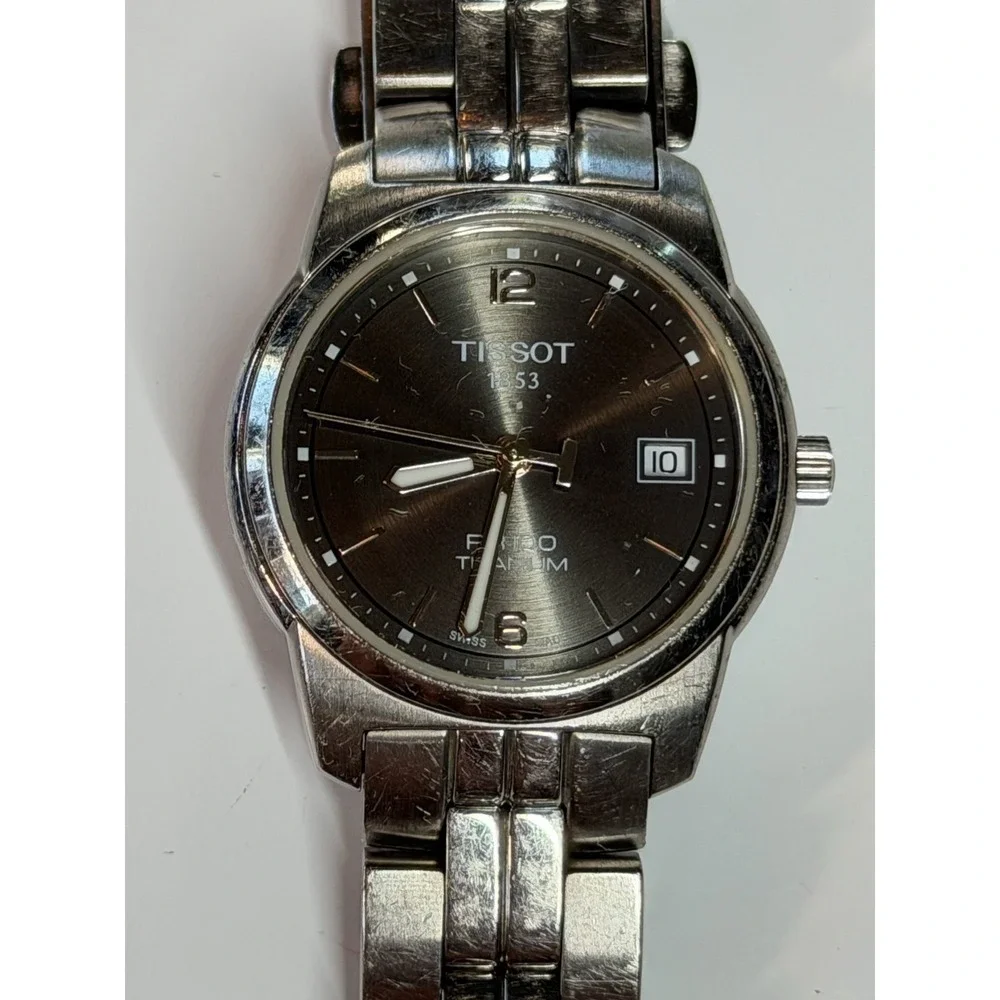 Tissot PR 100 Titanium Swiss Quartz W Watch Gray Dial New Battery T049310A